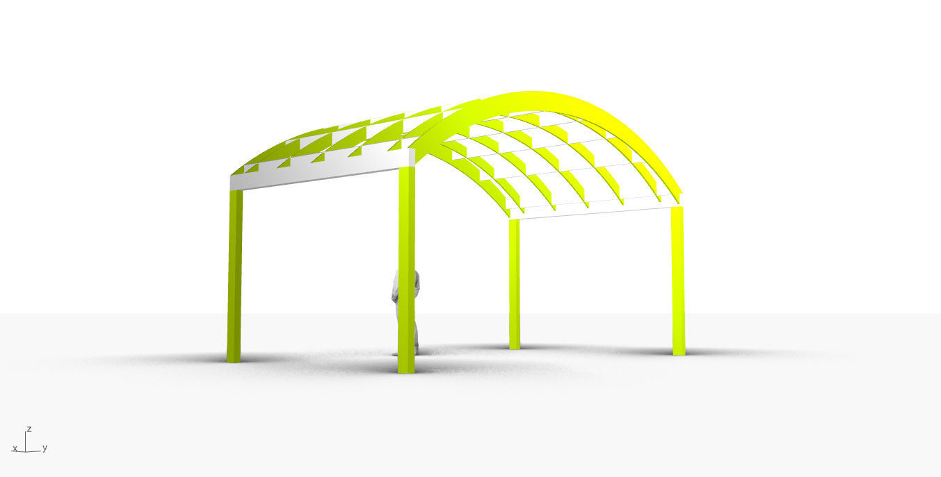 Arched Interlocking Structure Architectural Stand Alone 3D model_7