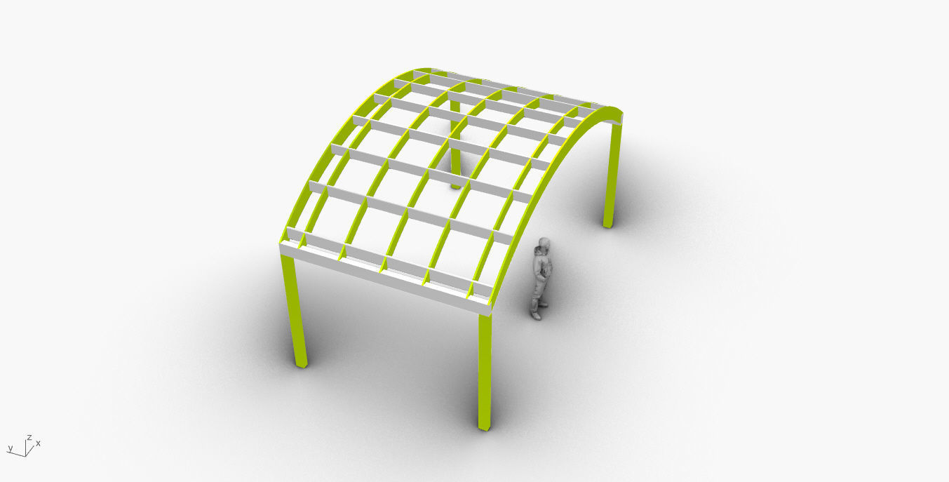 Arched Interlocking Structure Architectural Stand Alone 3D model_36