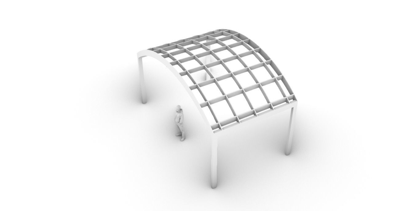 Arched Interlocking Structure Architectural Stand Alone 3D model_43