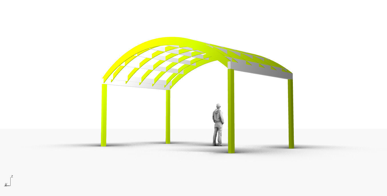 Arched Interlocking Structure Architectural Stand Alone 3D model_12