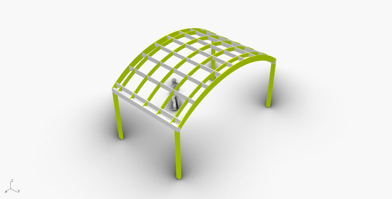 Arched Interlocking Structure Architectural Stand Alone 3D model_27