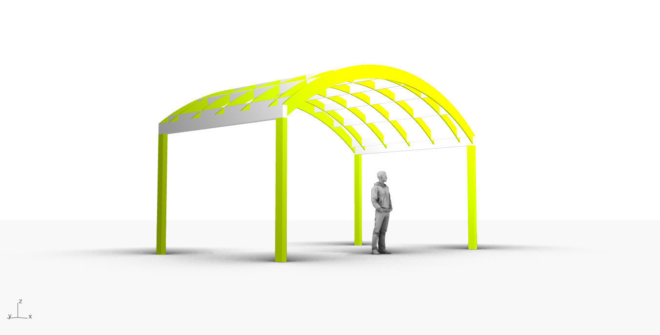 Arched Interlocking Structure Architectural Stand Alone 3D model_17