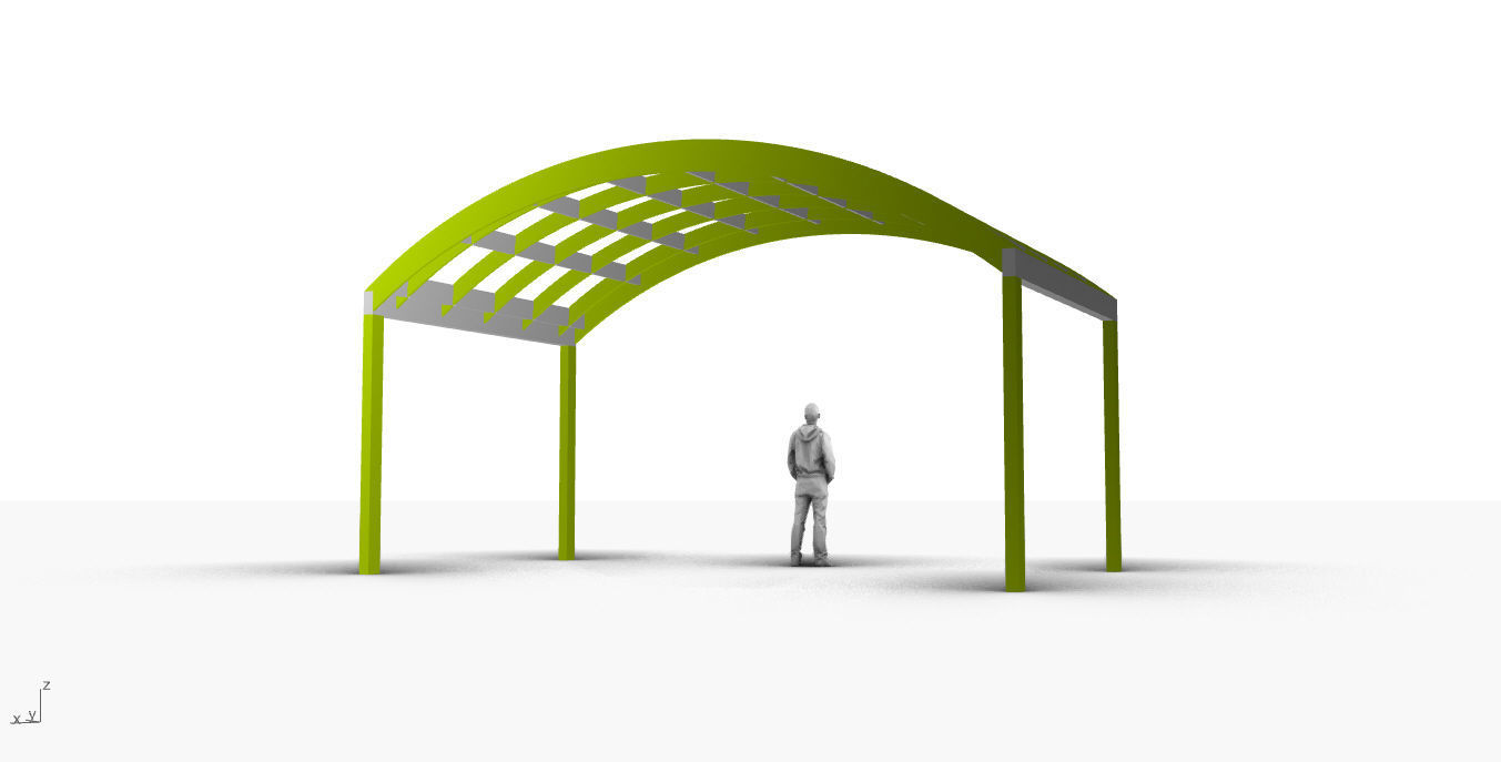 Arched Interlocking Structure Architectural Stand Alone 3D model_11