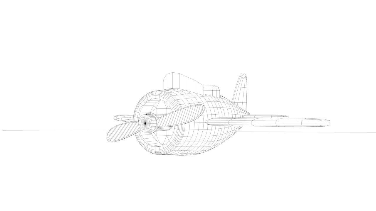 Airplane toy Low-poly 3D model_9