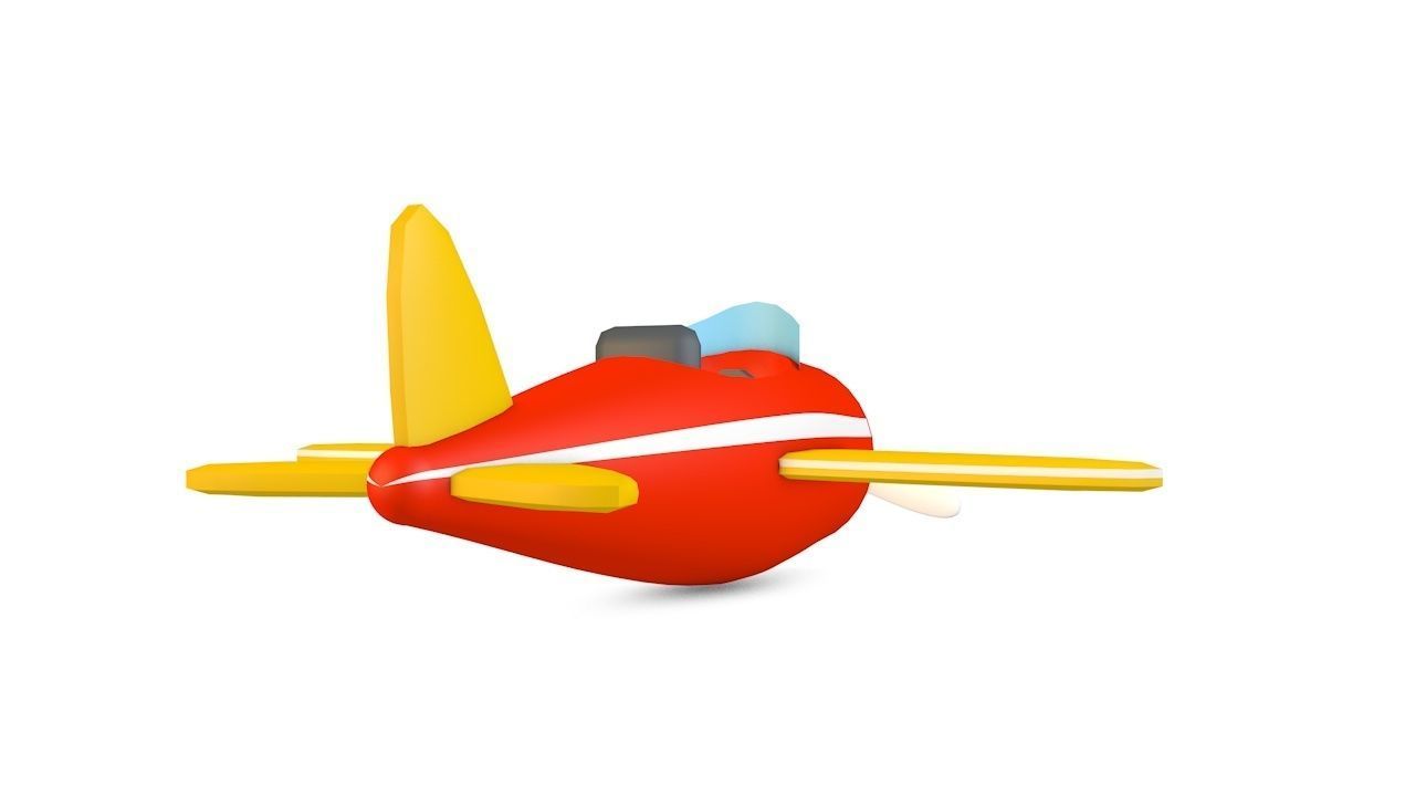 Airplane toy Low-poly 3D model_3