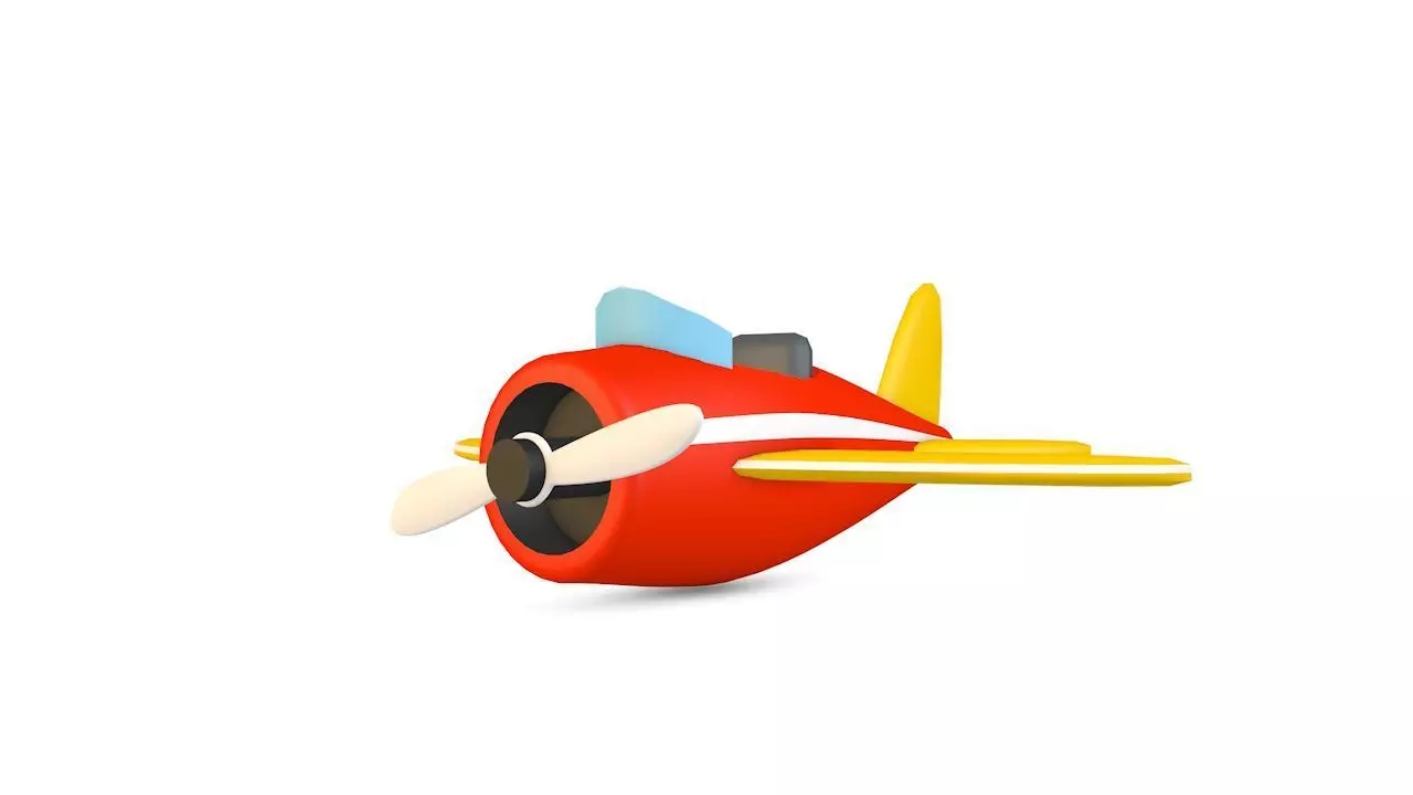 Airplane toy Low-poly 3D model_0