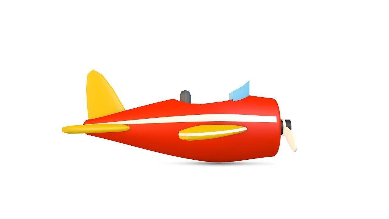 Airplane toy Low-poly 3D model_4