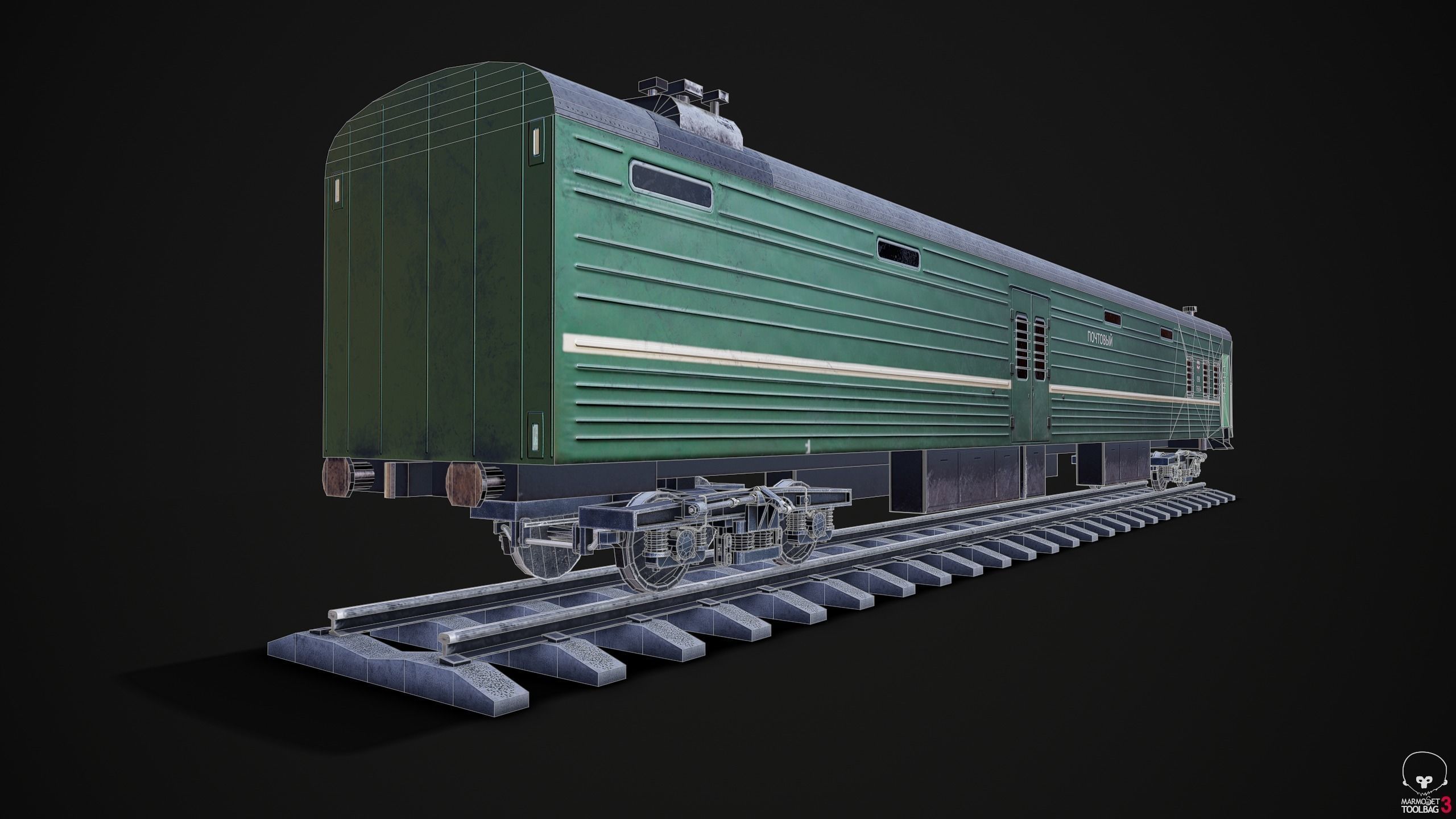 Russian mail rail car Low-poly 3D model_5