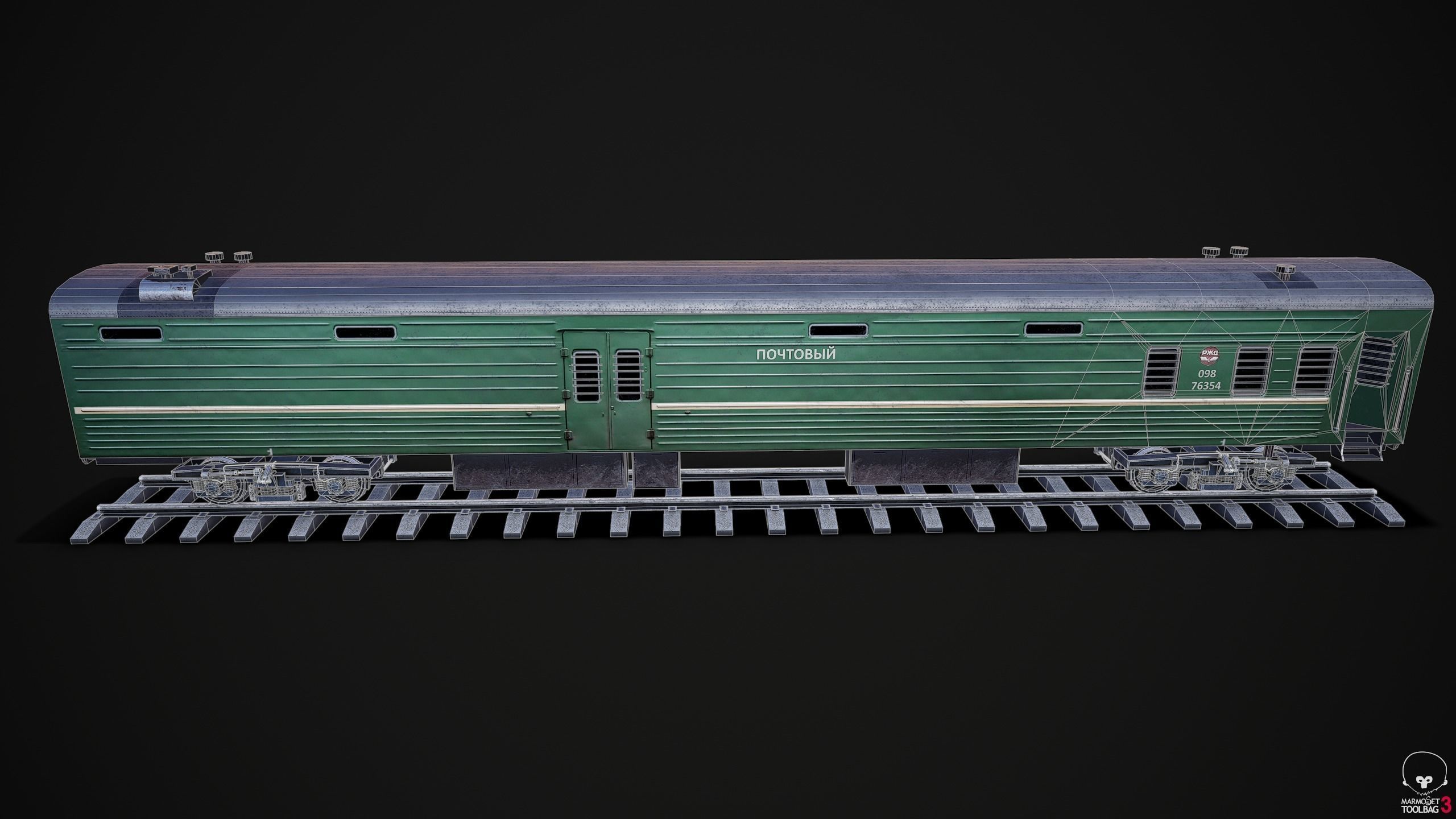 Russian mail rail car Low-poly 3D model_3