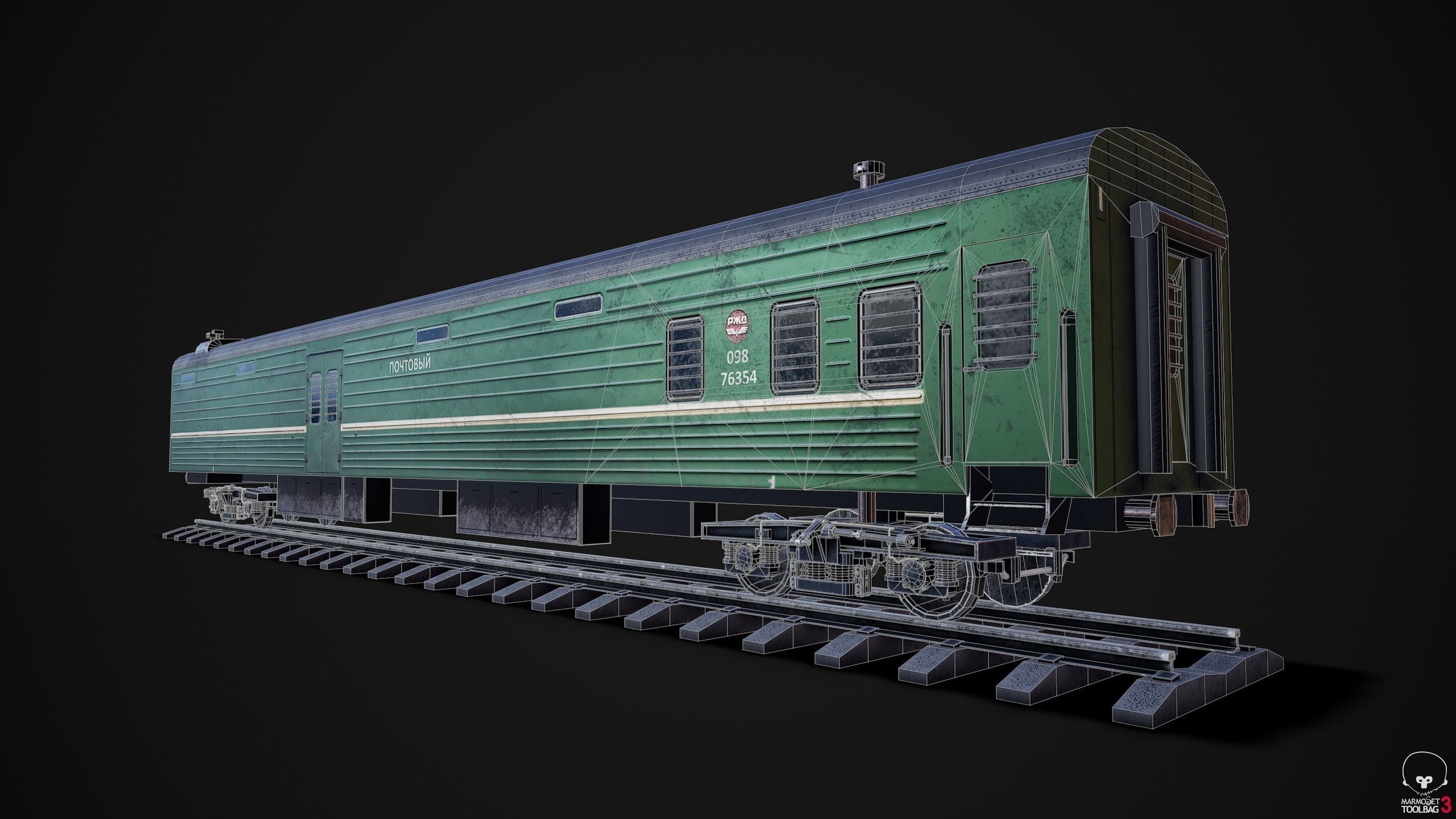 Russian mail rail car Low-poly 3D model_1