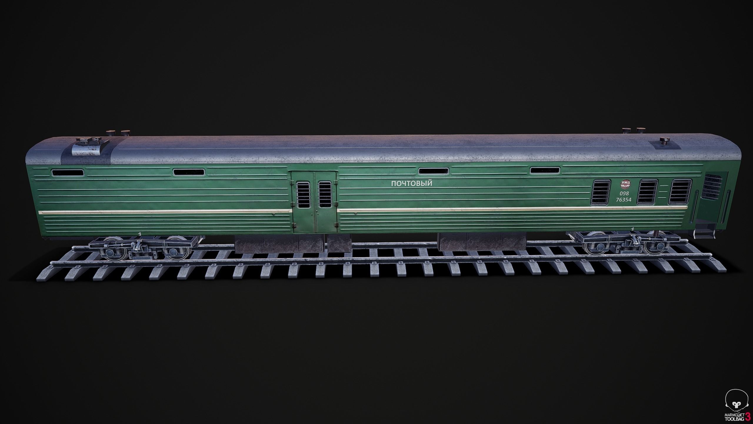 Russian mail rail car Low-poly 3D model_2