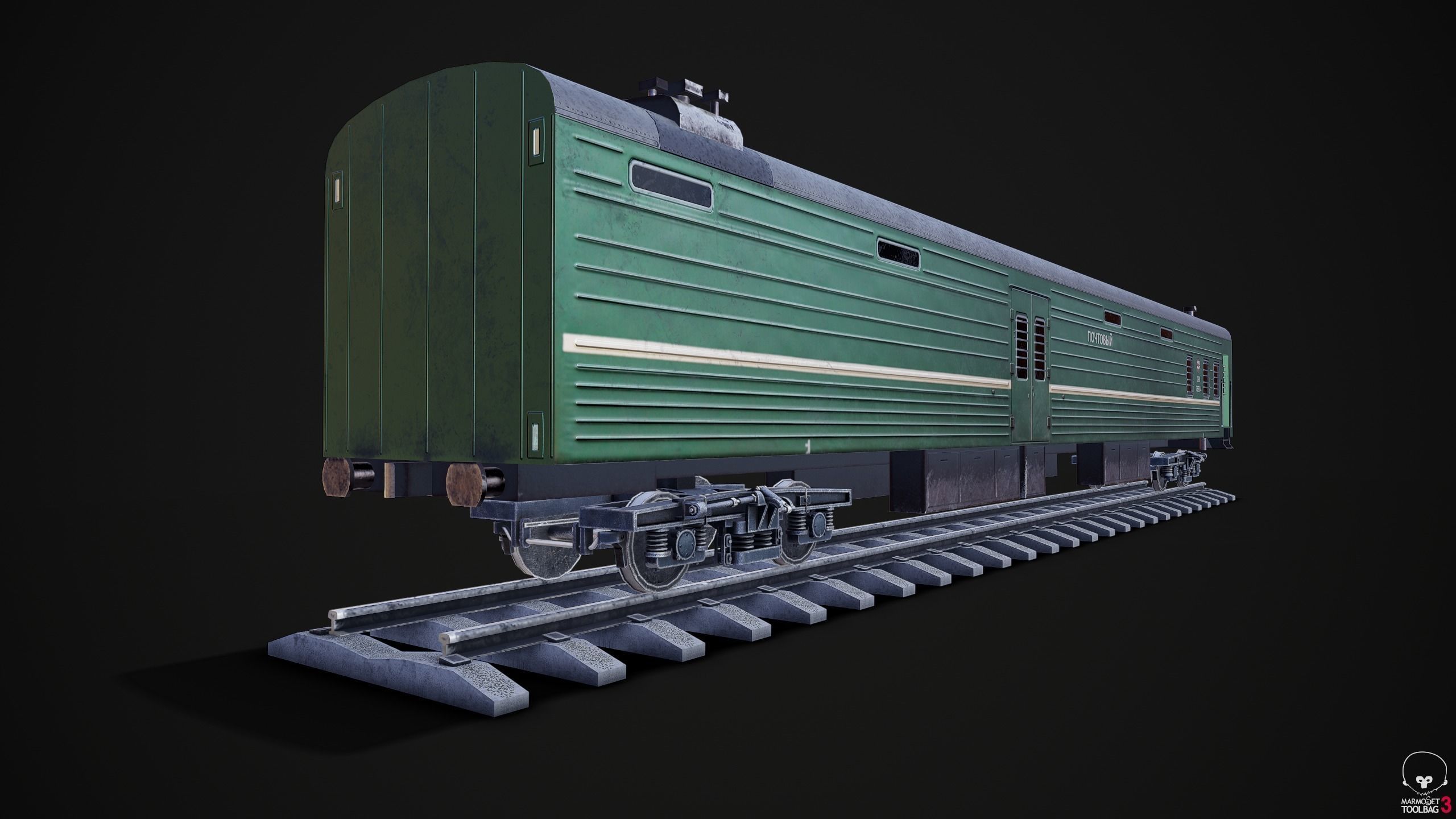 Russian mail rail car Low-poly 3D model_4