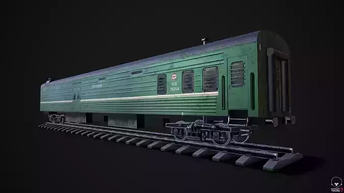Russian mail rail car Low-poly 3D model