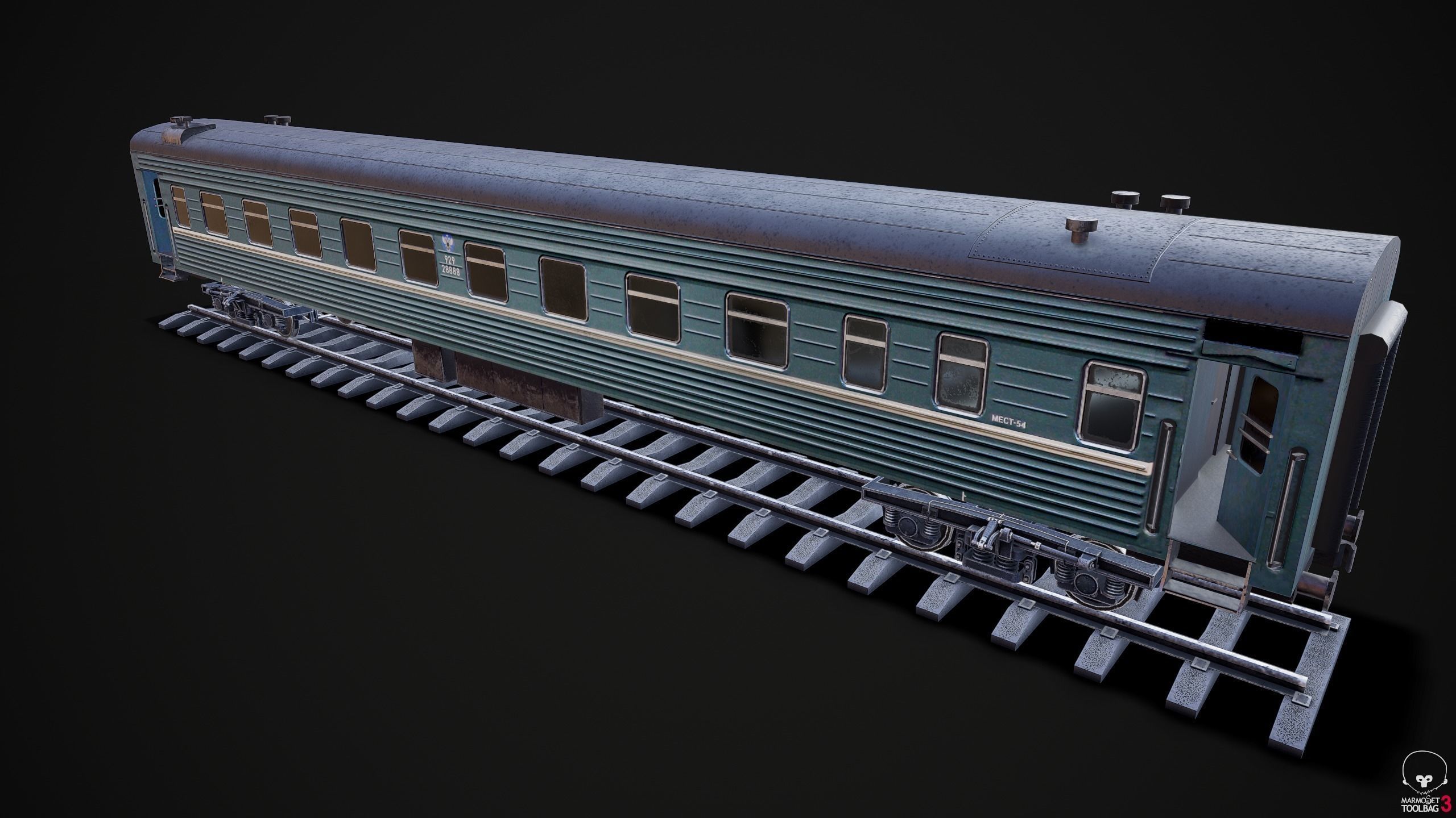 Russian coach Low-poly 3D model_4