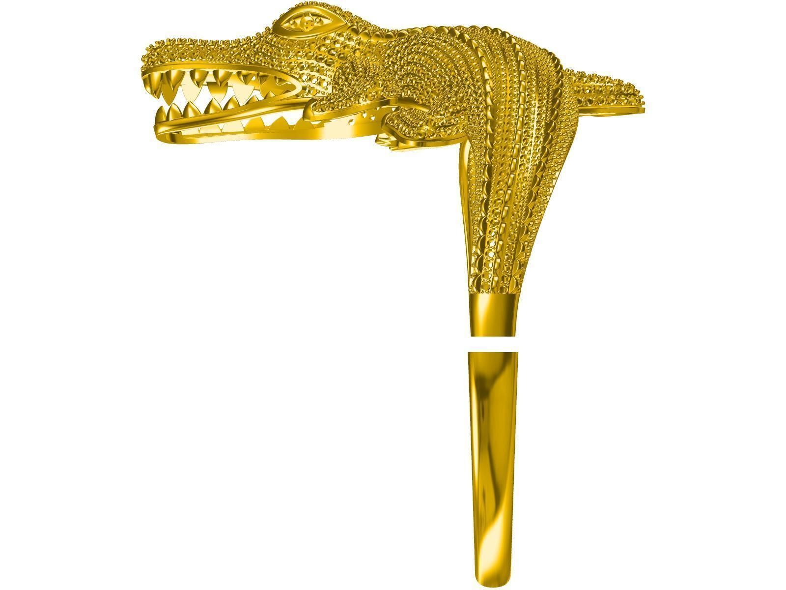 CROCODILE gold - plated alligator ring 3D print model_1