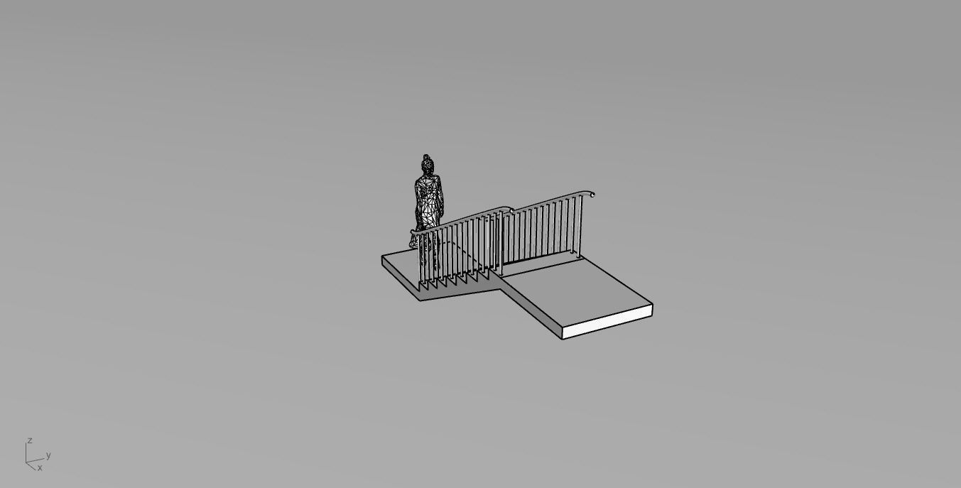 Architectural Linear Stairs with Handrail 3D model_86