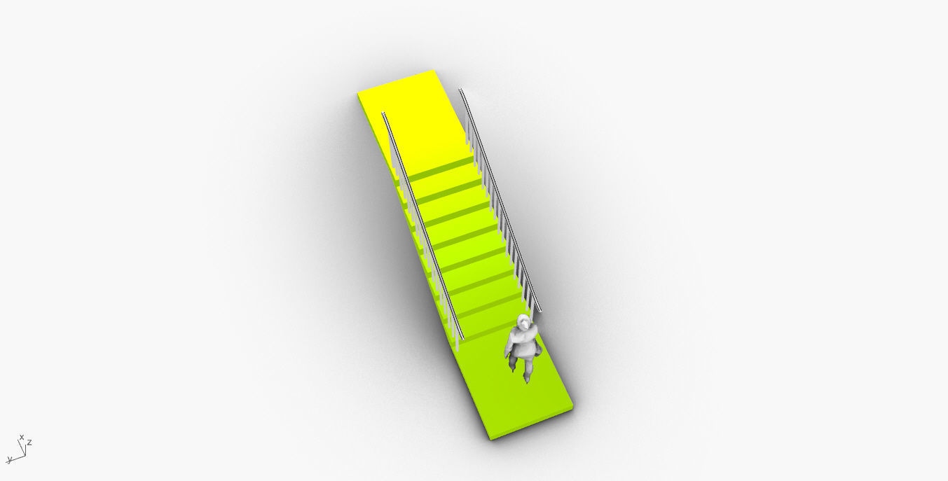 Architectural Linear Stairs with Handrail 3D model_58