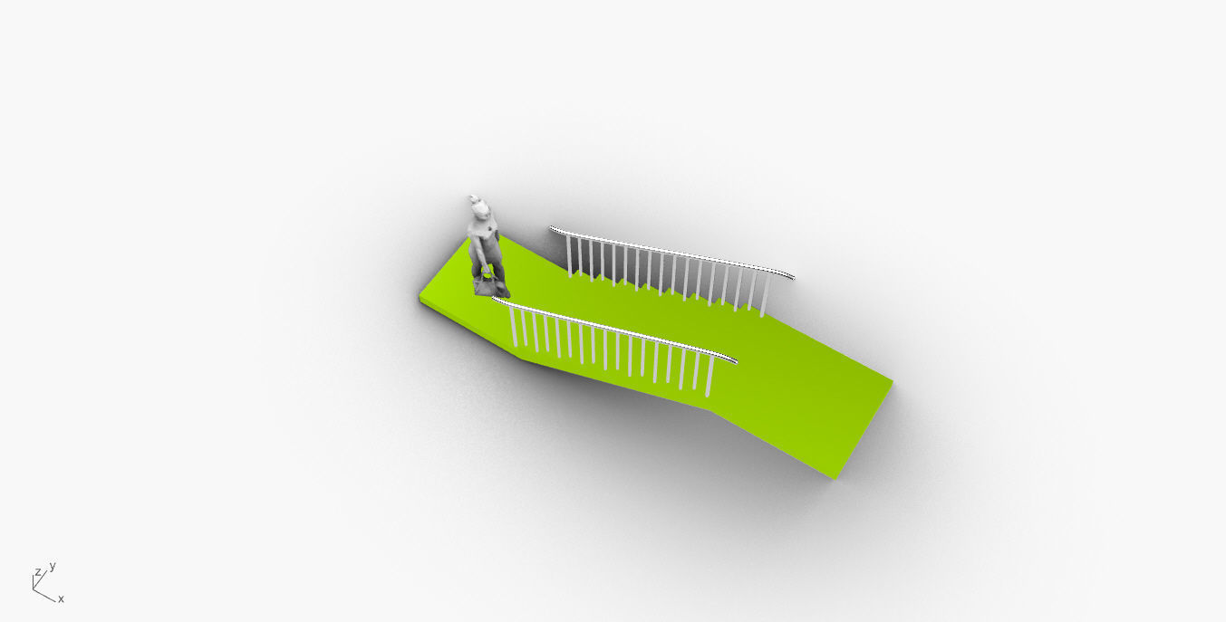 Architectural Linear Stairs with Handrail 3D model_46