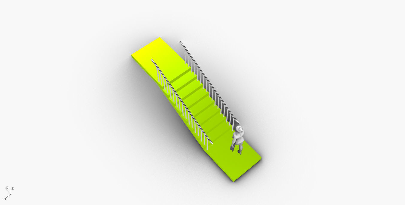 Architectural Linear Stairs with Handrail 3D model_57