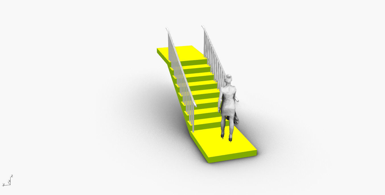 Architectural Linear Stairs with Handrail 3D model_17