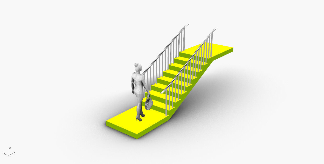Architectural Linear Stairs with Handrail 3D model_20