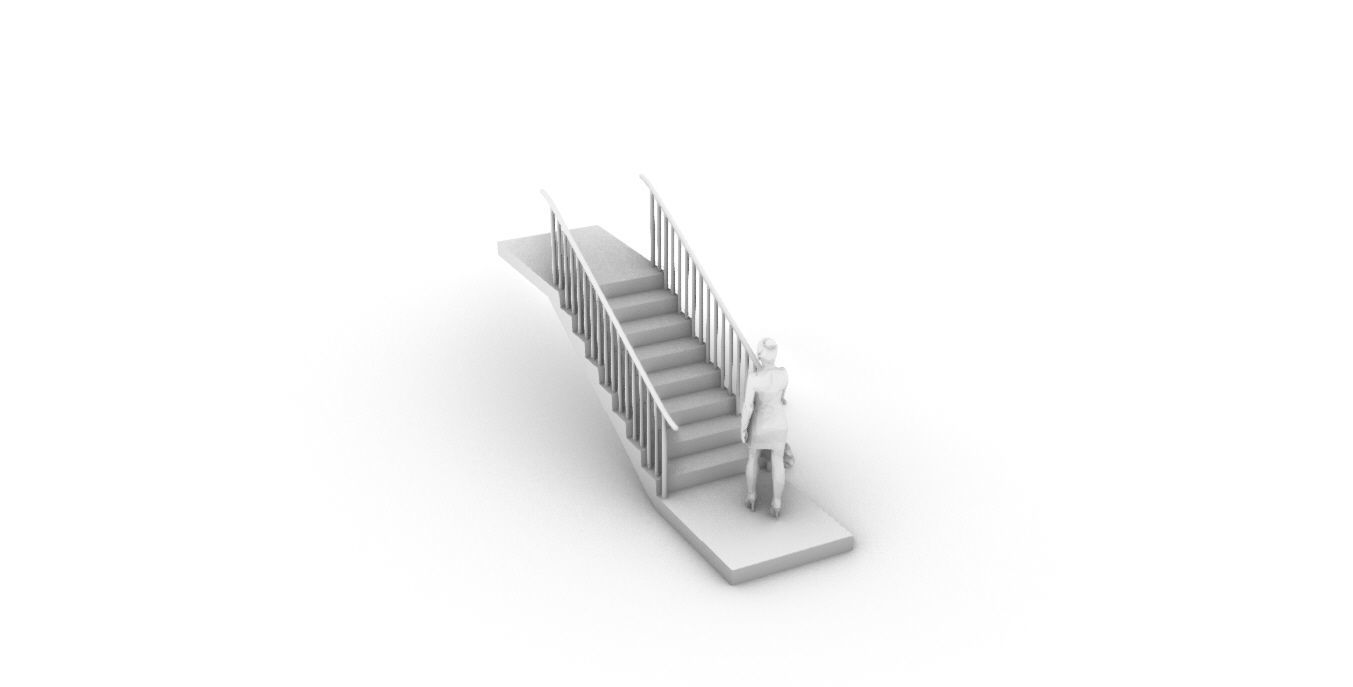 Architectural Linear Stairs with Handrail 3D model_76