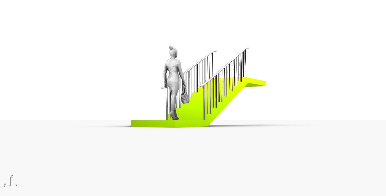 Architectural Linear Stairs with Handrail 3D model_41