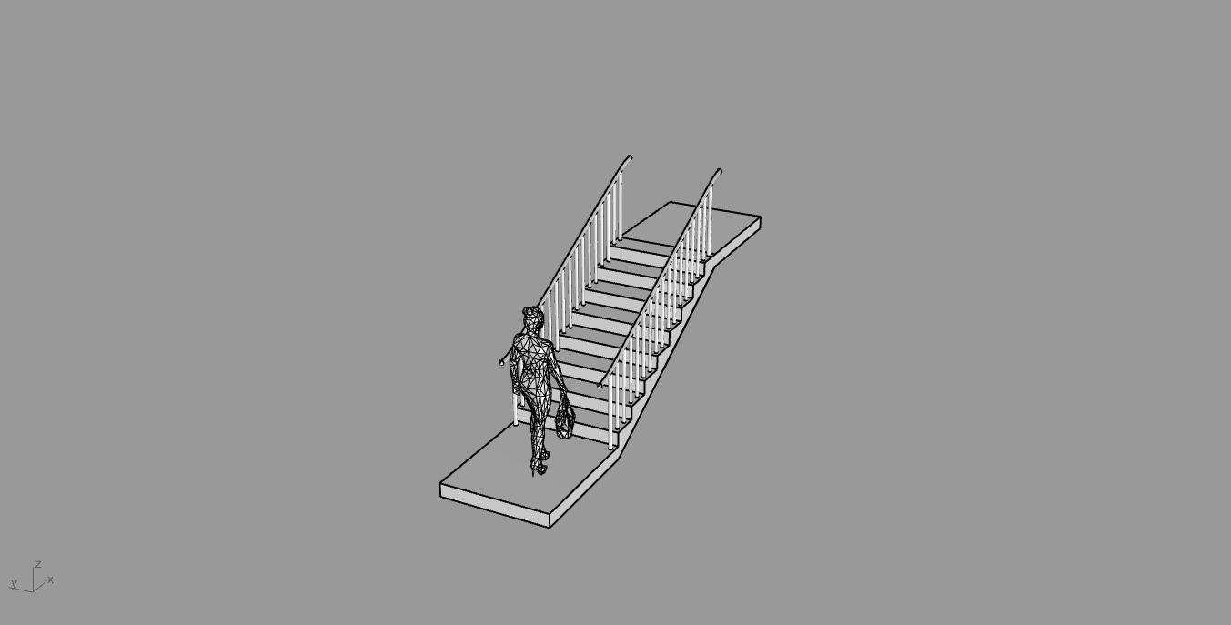 Architectural Linear Stairs with Handrail 3D model_99
