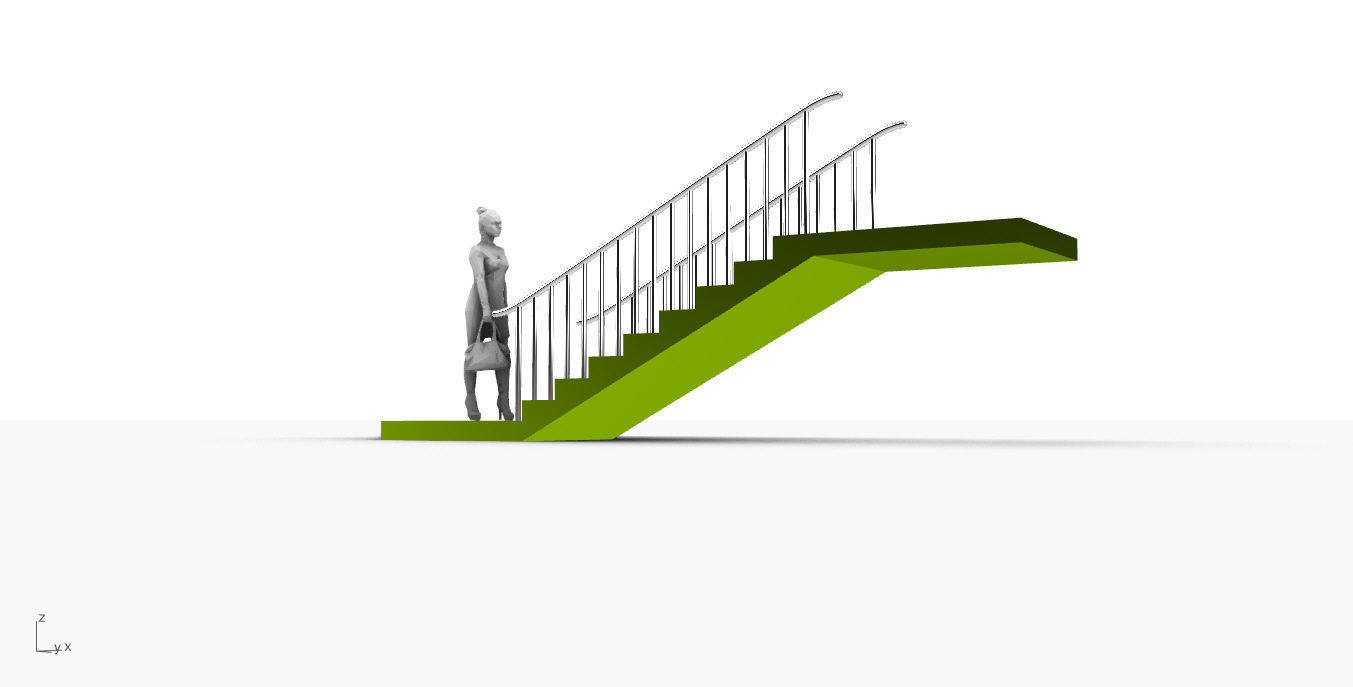 Architectural Linear Stairs with Handrail 3D model_26