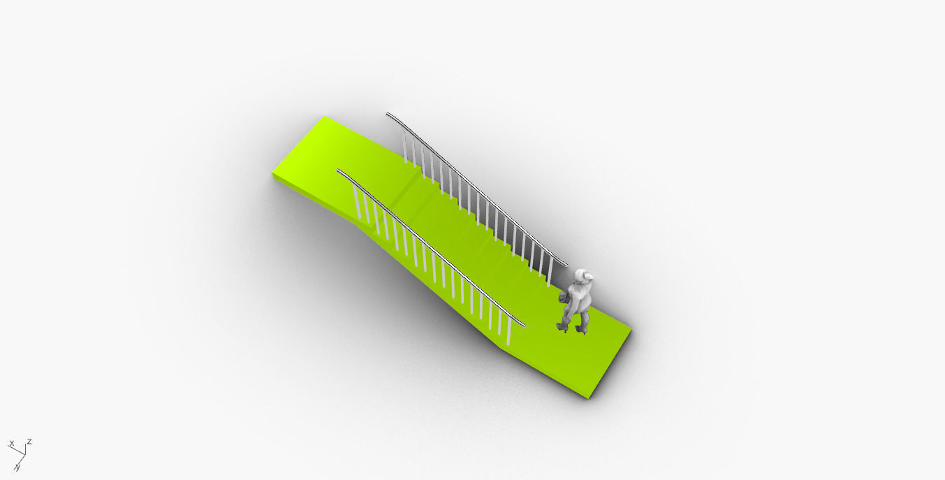 Architectural Linear Stairs with Handrail 3D model_56
