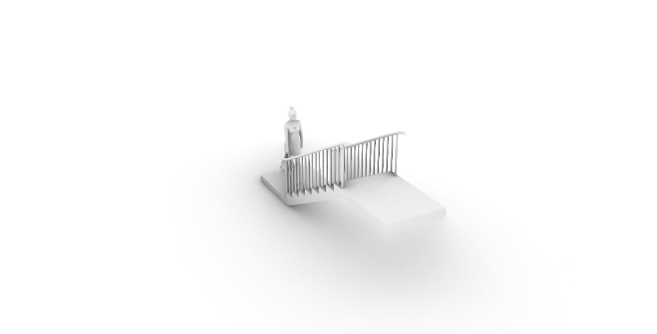 Architectural Linear Stairs with Handrail 3D model_66