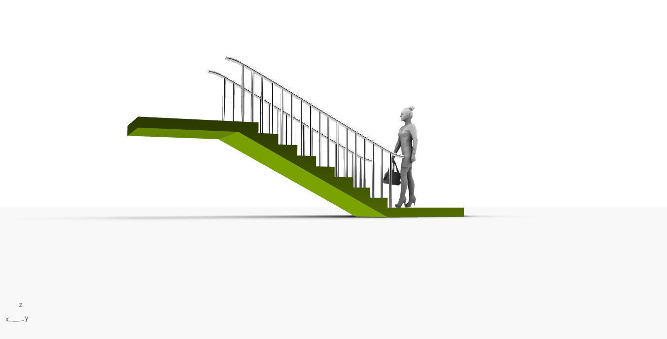 Architectural Linear Stairs with Handrail 3D model_33