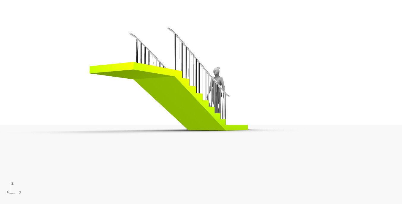 Architectural Linear Stairs with Handrail 3D model_31