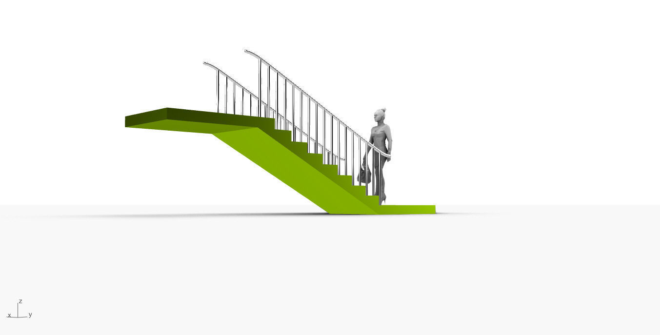 Architectural Linear Stairs with Handrail 3D model_32