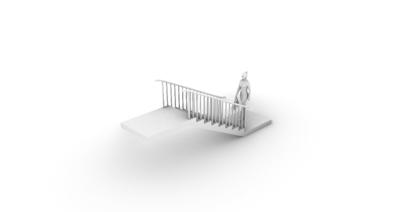 Architectural Linear Stairs with Handrail 3D model_70