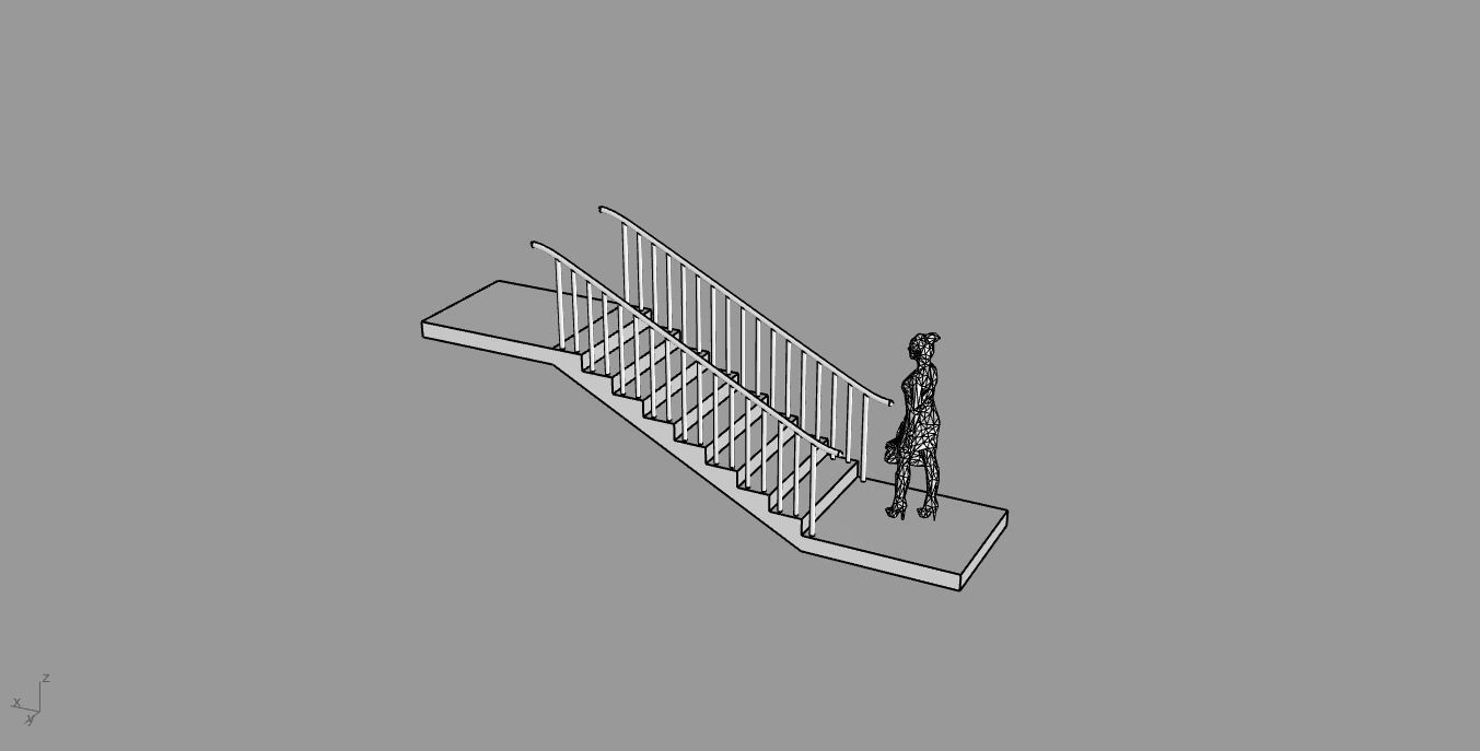 Architectural Linear Stairs with Handrail 3D model_94