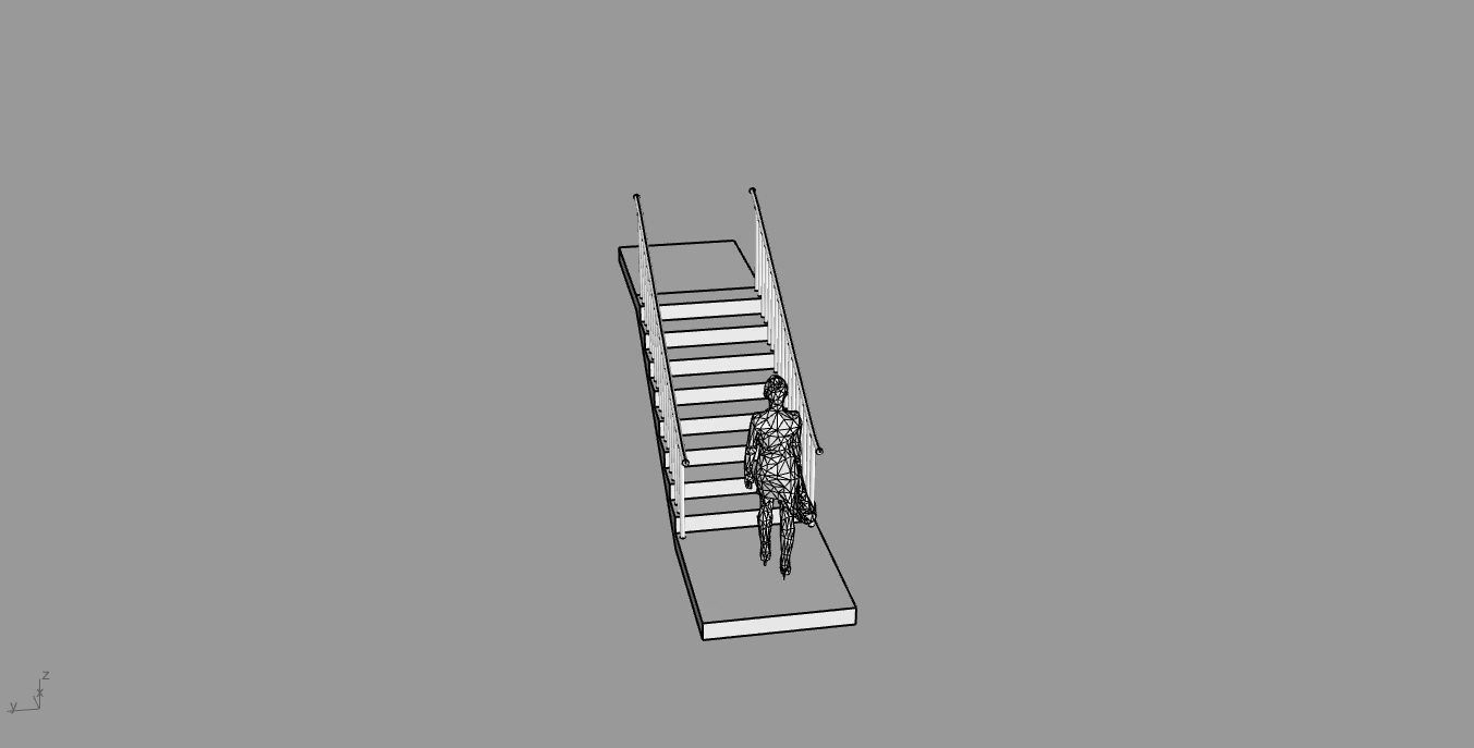 Architectural Linear Stairs with Handrail 3D model_97