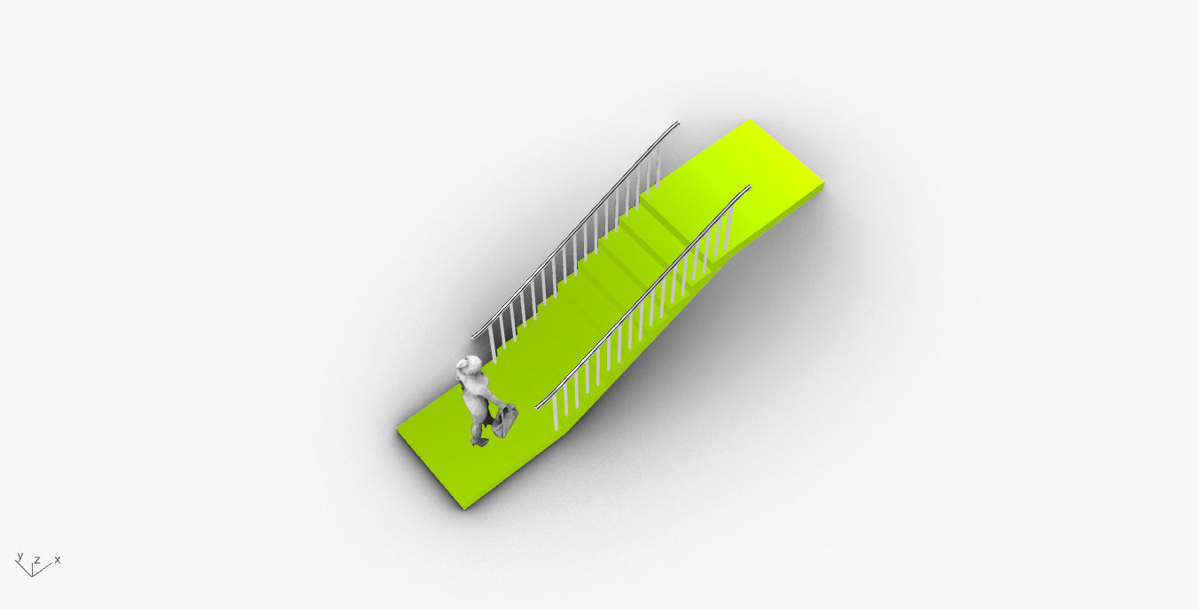 Architectural Linear Stairs with Handrail 3D model_42