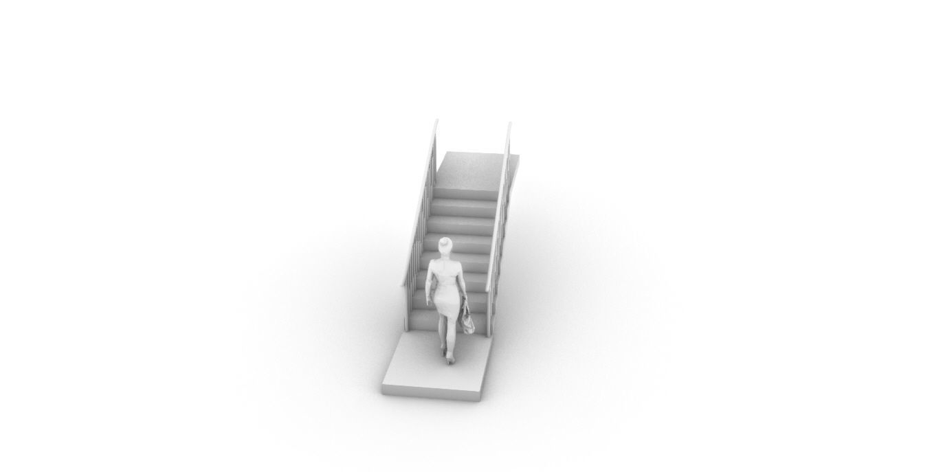 Architectural Linear Stairs with Handrail 3D model_78
