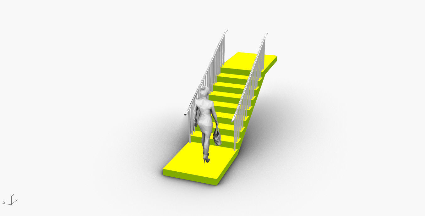 Architectural Linear Stairs with Handrail 3D model_19
