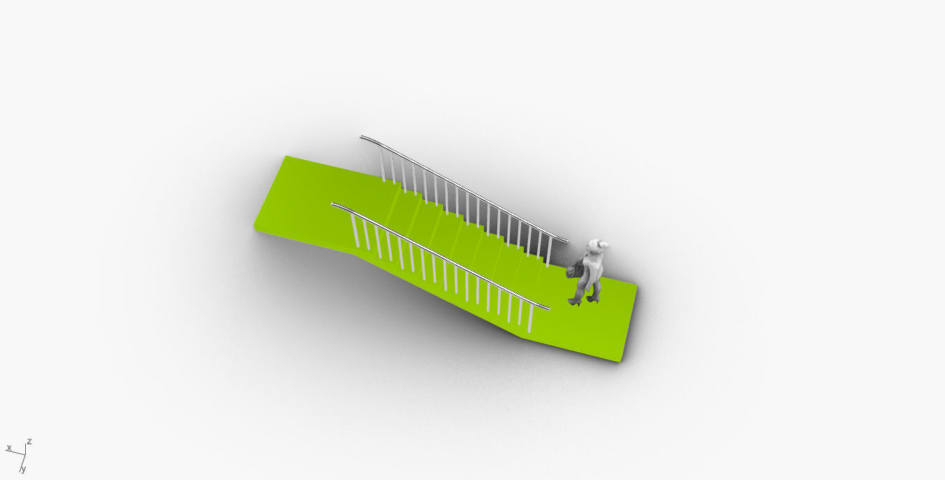 Architectural Linear Stairs with Handrail 3D model_55