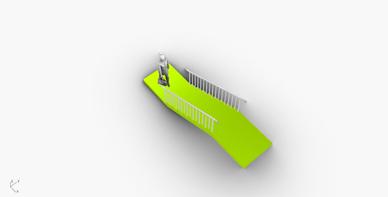 Architectural Linear Stairs with Handrail 3D model_47