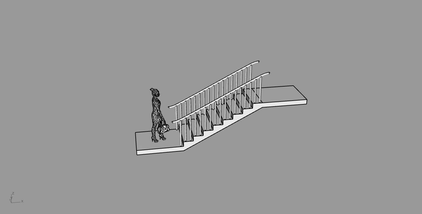 Architectural Linear Stairs with Handrail 3D model_82