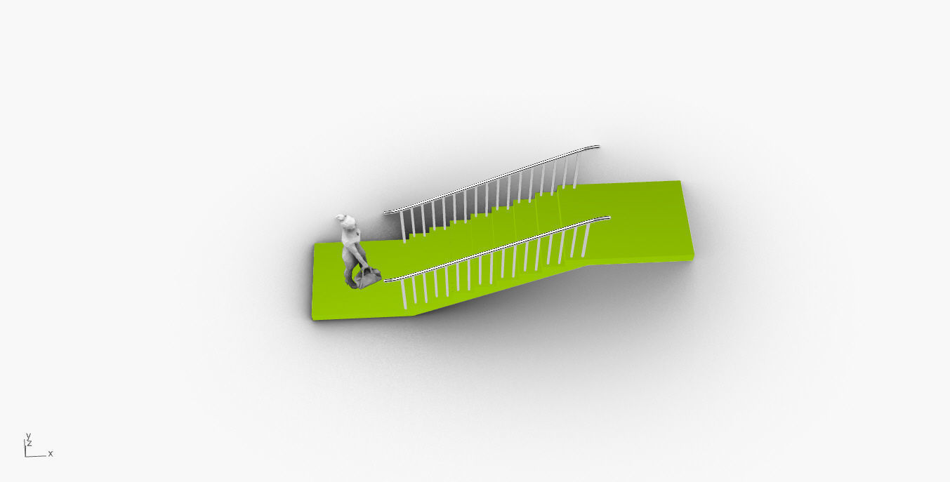 Architectural Linear Stairs with Handrail 3D model_44