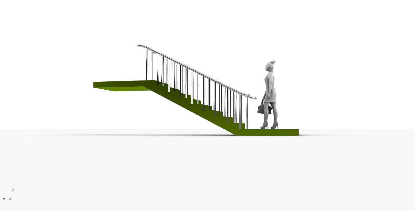 Architectural Linear Stairs with Handrail 3D model_35
