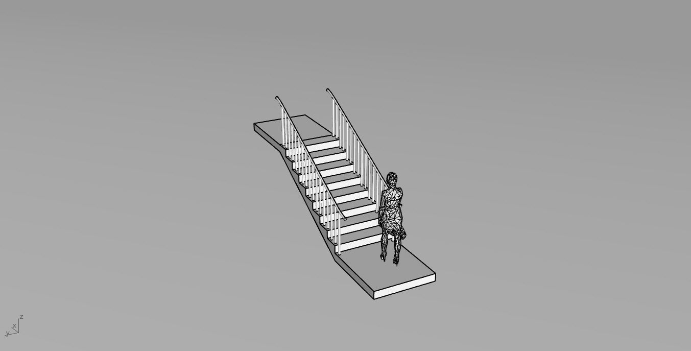 Architectural Linear Stairs with Handrail 3D model_96