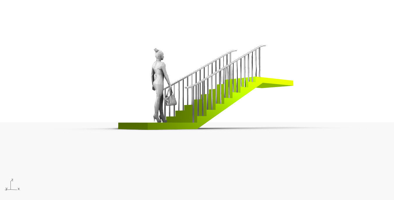 Architectural Linear Stairs with Handrail 3D model_22