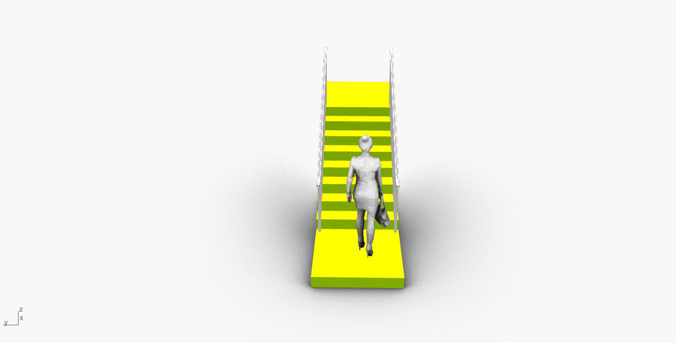 Architectural Linear Stairs with Handrail 3D model_18