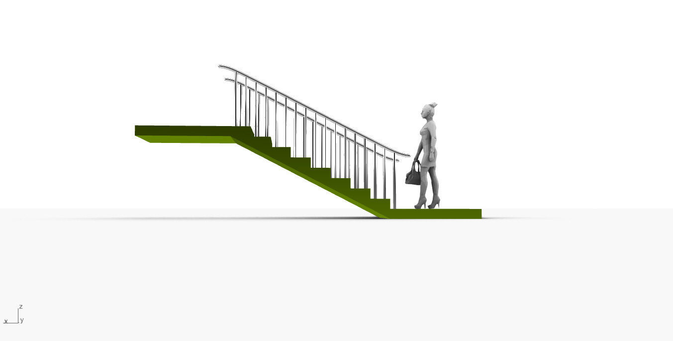 Architectural Linear Stairs with Handrail 3D model_34
