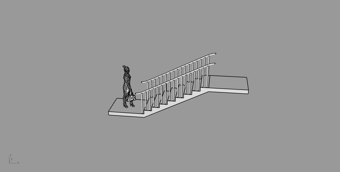 Architectural Linear Stairs with Handrail 3D model_83